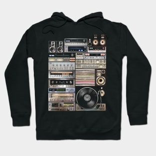 Hifidelity Vintage Music HiFi Sound system setup collage art Hoodie